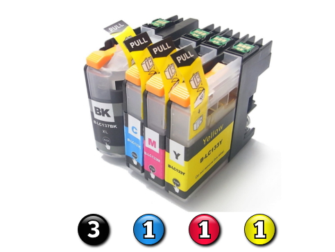 Compatible Brother LC131XL/LC133 ink cartridges 6 Pack Combo (3BK/1C/1M/1Y) Compatible Brother LC131XL/LC133 ink cartridges 6 Pack Combo (3BK/1C/1M/1Y)